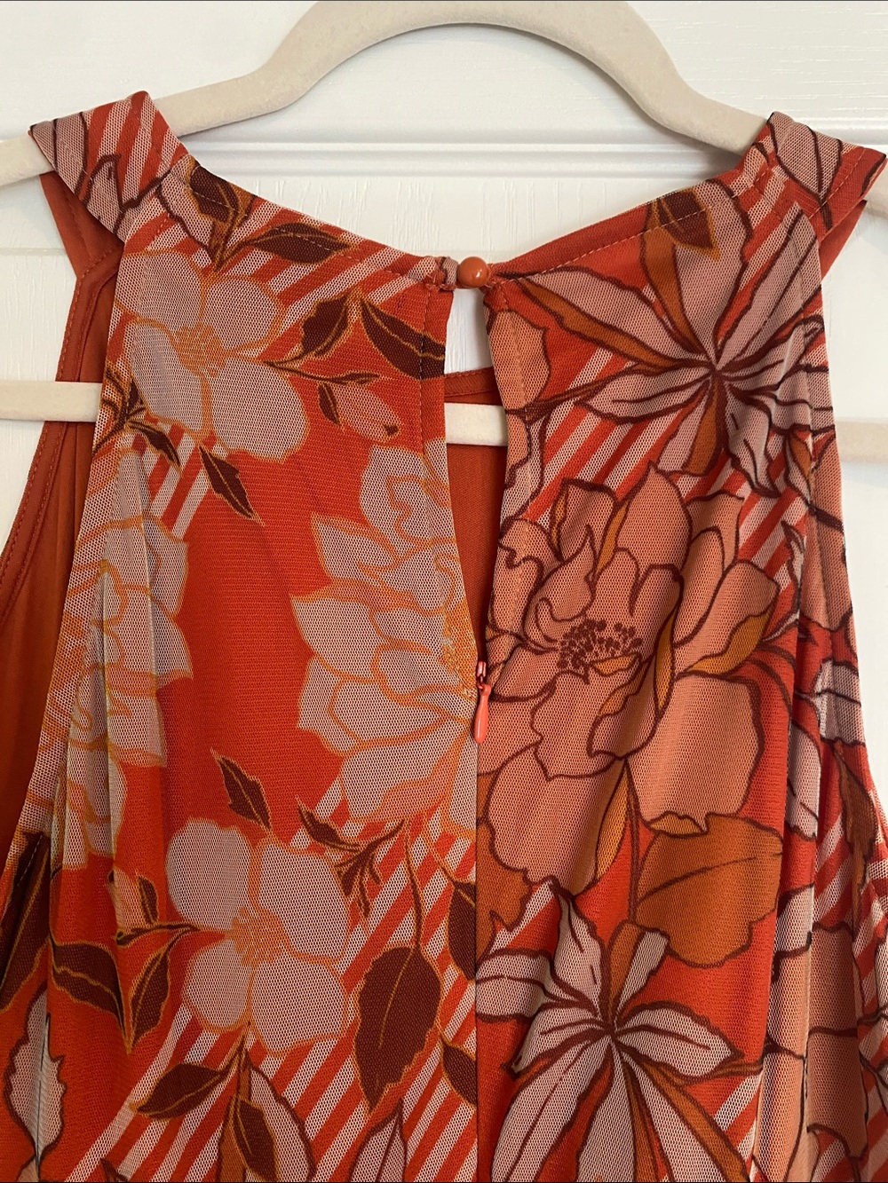 Candalite Petite FLORAL Halter Maxi Dress in Rust Orange, Yellow & Brown Sz LP - Picture 6 of 15